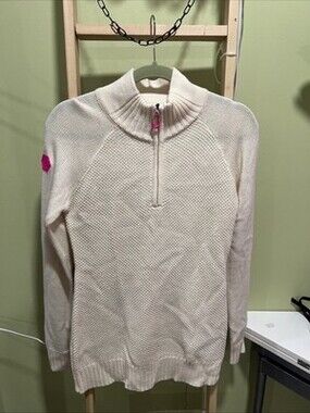 BJORN DAEHLIE Women's Pullover 1/2 Zip Neck  Embroidered Sweater Jumper Small